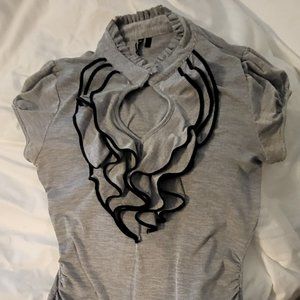 Rouched,  cutout,  stretch knit, top